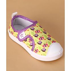 Cute Walk by Babyhug Velcro Closure Casual Shoes With Butterfly Print - Yellow