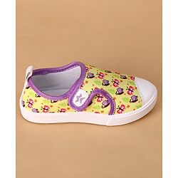 Cute Walk by Babyhug Velcro Closure Casual Shoes With Butterfly Print - Yellow