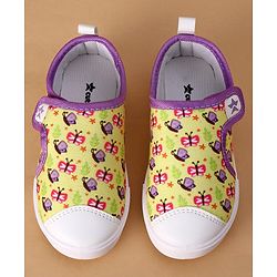 Cute Walk by Babyhug Velcro Closure Casual Shoes With Butterfly Print - Yellow