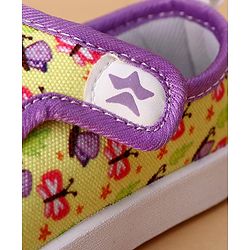Cute Walk by Babyhug Velcro Closure Casual Shoes With Butterfly Print - Yellow