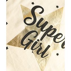 Babyhug 100% Cotton Knit Full Sleeves Top with Star Foil Print & Frill Detailing - Off White