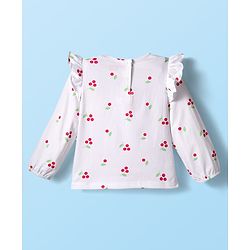 Babyhug 100% Cotton Knit Full Top with Tropical Print & Joyfull Text Print - White