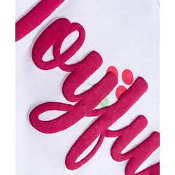 Babyhug 100% Cotton Knit Full Top with Tropical Print & Joyfull Text Print - White