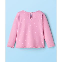 Babyhug 100% Cotton Knit Full Sleeves Top with Polka Dot Print - Pink