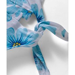 Babyhug 100% Cotton Knit Sleeveless Knotted Top with Floral Print & Frill Detailing - Blue