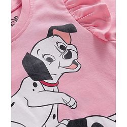 Pine Kids Cotton Knit Full Sleeves Top with Dalmatians Graphics & Frill Detailing - Pink