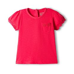 Babyhug 100% Cotton Knit Half Sleeves Solid Color Top - Red