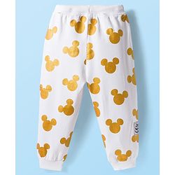 Babyhug Disney Terry Knit Full Sleeves Hooded Sweatshirt and Joggers Set with Mickey Mouse Graphics with Badge and 3D Ear Detailing - White