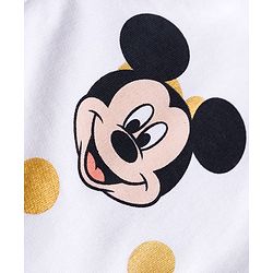 Babyhug Disney Terry Knit Full Sleeves Hooded Sweatshirt and Joggers Set with Mickey Mouse Graphics with Badge and 3D Ear Detailing - White