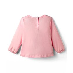 Babyhug 100% Cotton Knit Full Sleeves Top with Floral Embroidery & & Frill Detailing - Pink