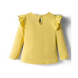 Babyhug 100% Cotton Knit Top & Hairband with Butterfly Print & Frill Detailing - Yellow