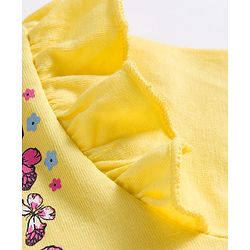 Babyhug 100% Cotton Knit Top & Hairband with Butterfly Print & Frill Detailing - Yellow