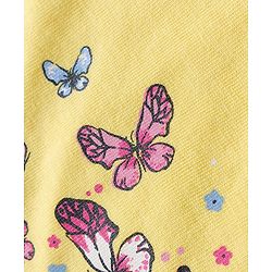 Babyhug 100% Cotton Knit Top & Hairband with Butterfly Print & Frill Detailing - Yellow