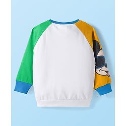 Babyhug Disney Terry Knit Full Raglan Sleeves Sweatshirt and Joggers Set with Mickey Mouse Graphics - Blue