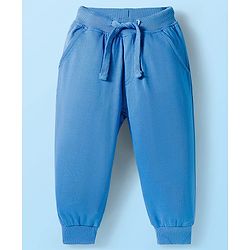 Babyhug Disney Terry Knit Full Raglan Sleeves Sweatshirt and Joggers Set with Mickey Mouse Graphics - Blue