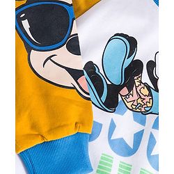 Babyhug Disney Terry Knit Full Raglan Sleeves Sweatshirt and Joggers Set with Mickey Mouse Graphics - Blue
