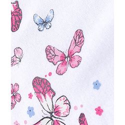 Babyhug 100% Cotton Knit Top & Hairband with Butterfly Print & Frill Detailing - White