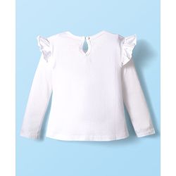 Babyhug 100% Cotton Knit Top & Hairband with Butterfly Print & Frill Detailing - White