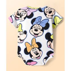 Babyhug Disney Interlock Knit Half Sleeves Onesies with Minnie Mouse & Family Graphics Pack of 3 - White Purple & Pink