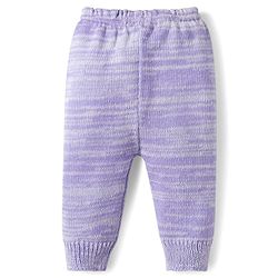 Babyhug Knitted Full Sleeves Solid Sweater Set With Cap & Booties - Purple
