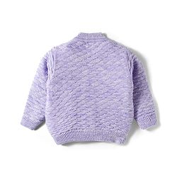 Babyhug Knitted Full Sleeves Solid Sweater Set With Cap & Booties - Purple