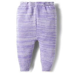 Babyhug Knitted Full Sleeves Solid Sweater Set With Cap & Booties - Purple