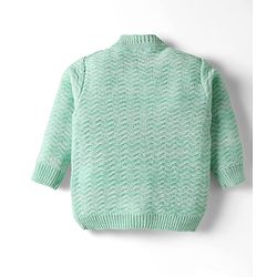 Babyhug Knit Full Sleeves Solid Color Front Open Sweater Set with Cap & Booties - Sea Green