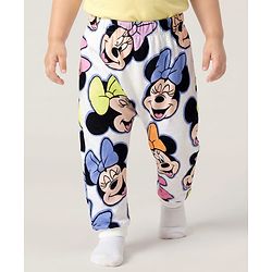 Babyhug Disney Interlock Knit Full Length Diaper Leggings With Minnie Mouse & Family Graphics Pack of 3 - White Pink & Purple
