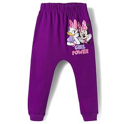 Babyhug Disney Interlock Knit Full Length Diaper Leggings With Minnie Mouse & Family Graphics Pack of 3 - White Pink & Purple