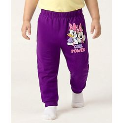 Babyhug Disney Interlock Knit Full Length Diaper Leggings With Minnie Mouse & Family Graphics Pack of 3 - White Pink & Purple