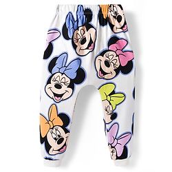 Babyhug Disney Interlock Knit Full Length Diaper Leggings With Minnie Mouse & Family Graphics Pack of 3 - White Pink & Purple