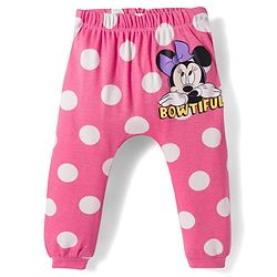 Babyhug Disney Interlock Knit Full Length Diaper Leggings With Minnie Mouse & Family Graphics Pack of 3 - White Pink & Purple