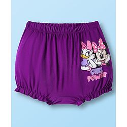 Babyhug Disney Single Jersey Knit Bloomers With Minnie Mouse & Family Print Pack of 3 - Pink Purple & White