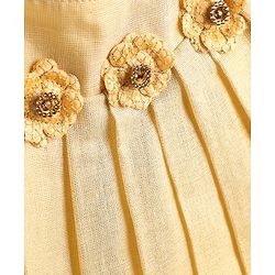 Babyhug South Cotton Woven Sleeveless Pleated Ethnic Dress With Floral Applique - Off-White