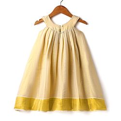 Babyhug South Cotton Woven Sleeveless Pleated Ethnic Dress With Floral Applique - Off-White