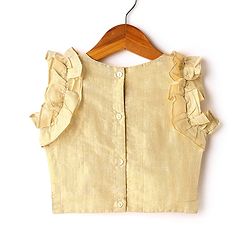Babyhug South Cotton Woven Sleeveless Choli & Pleated Lehenga Set With Embroidery & Frill Detailing - Off-White