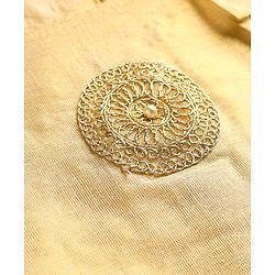 Babyhug South Cotton Woven Sleeveless Choli & Pleated Lehenga Set With Embroidery & Frill Detailing - Off-White