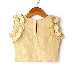 Babyhug South Cotton Woven Sleeveless Choli & Pleated Lehenga Set With Embroidery & Frill Detailing - Off-White