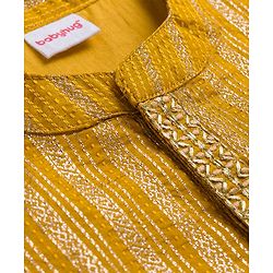 Babyhug Woven Full Sleeves  Kurta Dhoti Set with Embroidered Neck & Self Design - Mustard