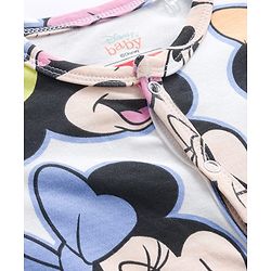 Babyhug Disney Interlock Knit Full Sleeves Sleepsuit With Minnie Mouse & Family - White