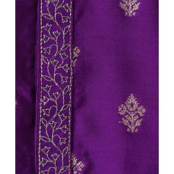 Babyhug Woven Full Sleeves Kurta Pajama Set with Floral Embroidery - Purple