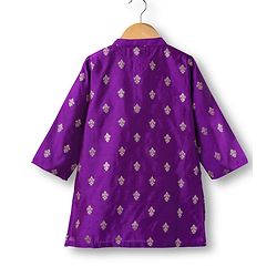 Babyhug Woven Full Sleeves Kurta Pajama Set with Floral Embroidery - Purple