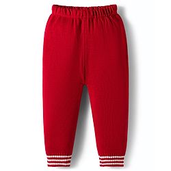 Babyhug Knit Full Sleeves Sweater Set With Stripes - Red