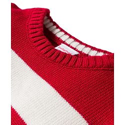 Babyhug Knit Full Sleeves Sweater Set With Stripes - Red