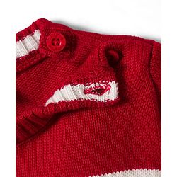 Babyhug Knit Full Sleeves Sweater Set With Stripes - Red