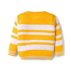 Babyhug Knitted Full Sleeves Striped Sweater Set - Yellow