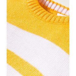 Babyhug Knitted Full Sleeves Striped Sweater Set - Yellow