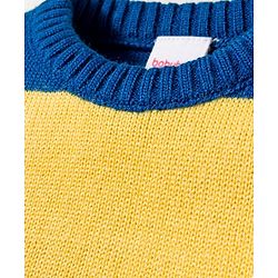 Babyhug Knitted Full Sleeves Sweater Set With Color Block Design - Multicolor