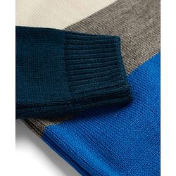 Babyhug Knit Full Sleeves Sweater Sets With Stripe Design - Navy Blue & Grey