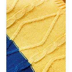 Babyhug Cotton Knit Full Sleeves Color Block Sweater Set - Yellow & Navy Blue
